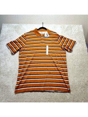 Outdoor Life Short Sleeve Polo Gold Leaf Striped Cotton Casual Rugged Men's XL